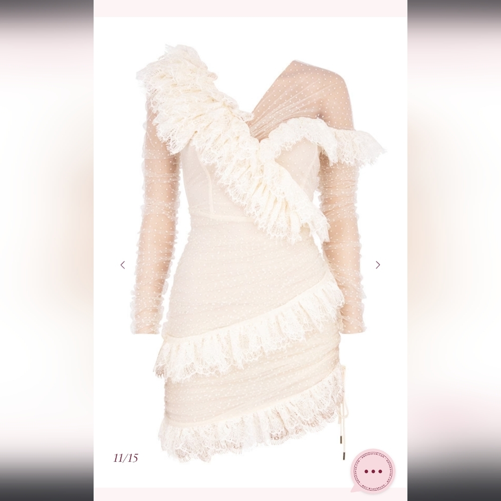 House Of CB-Sorrel -Ivory Lace Frill Mini Dress - Picture 6 of 12